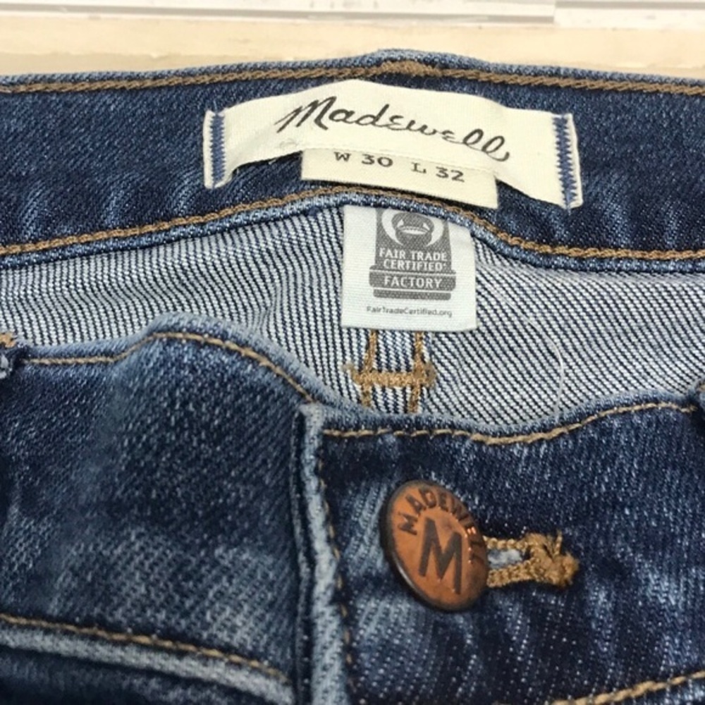 MADEWELL Athletic Slim Fit Flex Denim Mens Size 30 x 32 Straight Dark Jeans EUC - Picture 3 of 4